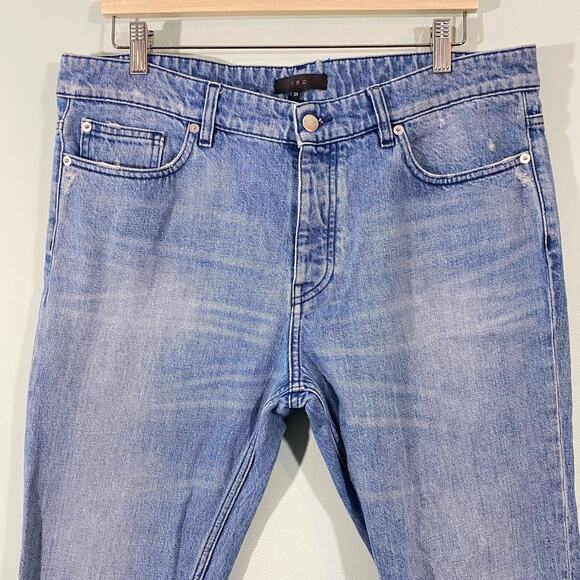 IRO Women's Blue Raw Hem Button Fly High Rise Straight Leg Jeans Size 34 - Picture 2 of 9